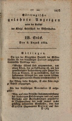 Göttingische gelehrte Anzeigen (Göttingische Zeitungen von gelehrten Sachen) Montag 9. August 1824
