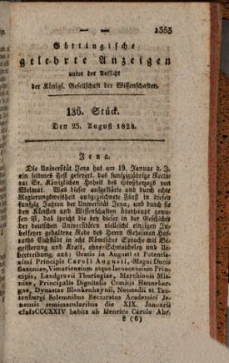 Göttingische gelehrte Anzeigen (Göttingische Zeitungen von gelehrten Sachen) Montag 23. August 1824