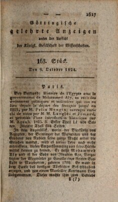 Göttingische gelehrte Anzeigen (Göttingische Zeitungen von gelehrten Sachen) Samstag 9. Oktober 1824