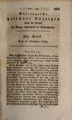 Göttingische gelehrte Anzeigen (Göttingische Zeitungen von gelehrten Sachen) Montag 11. Oktober 1824