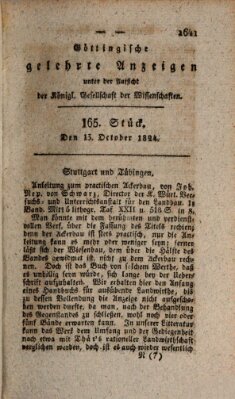 Göttingische gelehrte Anzeigen (Göttingische Zeitungen von gelehrten Sachen) Mittwoch 13. Oktober 1824