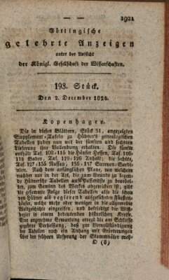 Göttingische gelehrte Anzeigen (Göttingische Zeitungen von gelehrten Sachen) Donnerstag 2. Dezember 1824