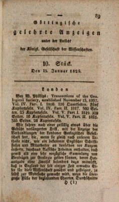 Göttingische gelehrte Anzeigen (Göttingische Zeitungen von gelehrten Sachen) Samstag 15. Januar 1825