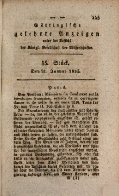 Göttingische gelehrte Anzeigen (Göttingische Zeitungen von gelehrten Sachen) Montag 24. Januar 1825