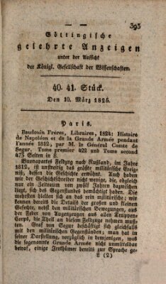 Göttingische gelehrte Anzeigen (Göttingische Zeitungen von gelehrten Sachen) Donnerstag 10. März 1825