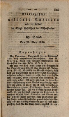 Göttingische gelehrte Anzeigen (Göttingische Zeitungen von gelehrten Sachen) Montag 23. Mai 1825