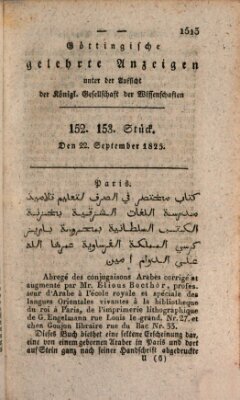 Göttingische gelehrte Anzeigen (Göttingische Zeitungen von gelehrten Sachen) Donnerstag 22. September 1825