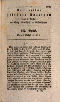 Göttingische gelehrte Anzeigen (Göttingische Zeitungen von gelehrten Sachen) Samstag 8. Oktober 1825