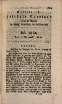 Göttingische gelehrte Anzeigen (Göttingische Zeitungen von gelehrten Sachen) Montag 14. November 1825