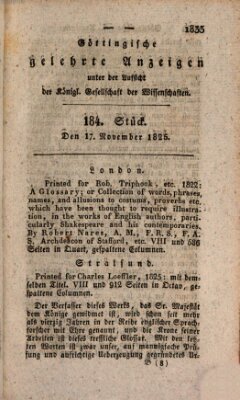 Göttingische gelehrte Anzeigen (Göttingische Zeitungen von gelehrten Sachen) Donnerstag 17. November 1825