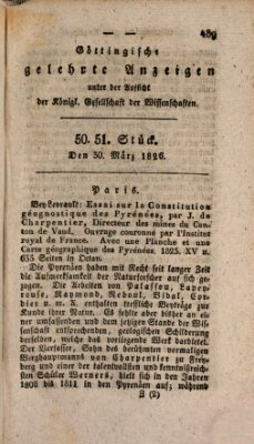 Göttingische gelehrte Anzeigen (Göttingische Zeitungen von gelehrten Sachen) Donnerstag 30. März 1826