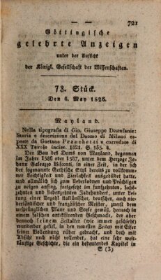 Göttingische gelehrte Anzeigen (Göttingische Zeitungen von gelehrten Sachen) Montag 8. Mai 1826