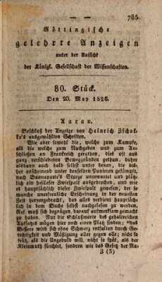 Göttingische gelehrte Anzeigen (Göttingische Zeitungen von gelehrten Sachen) Samstag 20. Mai 1826
