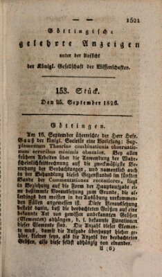 Göttingische gelehrte Anzeigen (Göttingische Zeitungen von gelehrten Sachen) Montag 25. September 1826