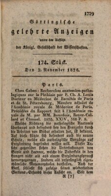Göttingische gelehrte Anzeigen (Göttingische Zeitungen von gelehrten Sachen) Donnerstag 2. November 1826