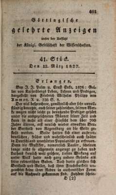 Göttingische gelehrte Anzeigen (Göttingische Zeitungen von gelehrten Sachen) Montag 12. März 1827