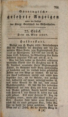 Göttingische gelehrte Anzeigen (Göttingische Zeitungen von gelehrten Sachen) Montag 14. Mai 1827