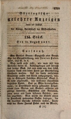 Göttingische gelehrte Anzeigen (Göttingische Zeitungen von gelehrten Sachen) Donnerstag 23. August 1827