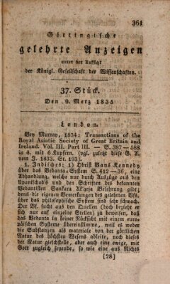 Göttingische gelehrte Anzeigen (Göttingische Zeitungen von gelehrten Sachen) Montag 9. März 1835
