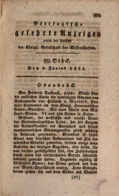 Göttingische gelehrte Anzeigen (Göttingische Zeitungen von gelehrten Sachen) Montag 8. Juni 1835