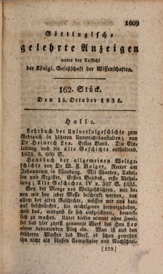 Göttingische gelehrte Anzeigen (Göttingische Zeitungen von gelehrten Sachen) Donnerstag 15. Oktober 1835