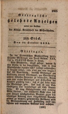 Göttingische gelehrte Anzeigen (Göttingische Zeitungen von gelehrten Sachen) Samstag 24. Oktober 1835