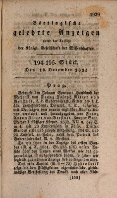 Göttingische gelehrte Anzeigen (Göttingische Zeitungen von gelehrten Sachen) Donnerstag 10. Dezember 1835