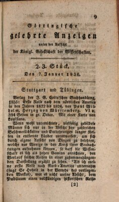Göttingische gelehrte Anzeigen (Göttingische Zeitungen von gelehrten Sachen) Donnerstag 7. Januar 1836