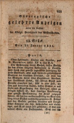 Göttingische gelehrte Anzeigen (Göttingische Zeitungen von gelehrten Sachen) Montag 25. Januar 1836