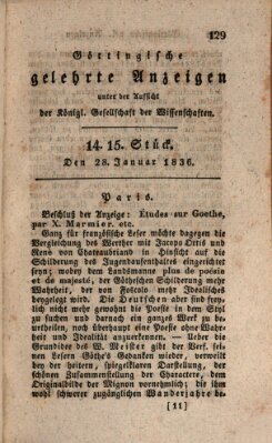 Göttingische gelehrte Anzeigen (Göttingische Zeitungen von gelehrten Sachen) Donnerstag 28. Januar 1836
