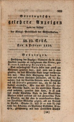 Göttingische gelehrte Anzeigen (Göttingische Zeitungen von gelehrten Sachen) Donnerstag 4. Februar 1836