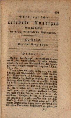 Göttingische gelehrte Anzeigen (Göttingische Zeitungen von gelehrten Sachen) Samstag 26. März 1836