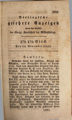 Göttingische gelehrte Anzeigen (Göttingische Zeitungen von gelehrten Sachen) Donnerstag 10. November 1836