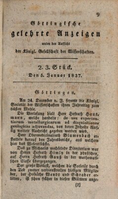 Göttingische gelehrte Anzeigen (Göttingische Zeitungen von gelehrten Sachen) Donnerstag 5. Januar 1837