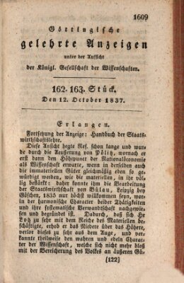 Göttingische gelehrte Anzeigen (Göttingische Zeitungen von gelehrten Sachen) Donnerstag 12. Oktober 1837