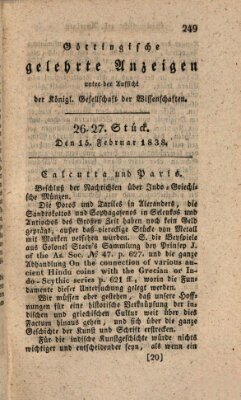 Göttingische gelehrte Anzeigen (Göttingische Zeitungen von gelehrten Sachen) Donnerstag 15. Februar 1838