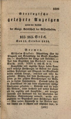 Göttingische gelehrte Anzeigen (Göttingische Zeitungen von gelehrten Sachen) Donnerstag 11. Oktober 1838