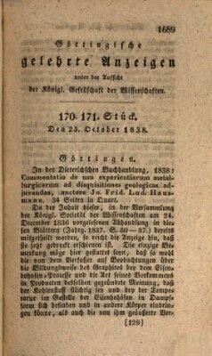 Göttingische gelehrte Anzeigen (Göttingische Zeitungen von gelehrten Sachen) Donnerstag 25. Oktober 1838
