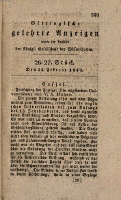 Göttingische gelehrte Anzeigen (Göttingische Zeitungen von gelehrten Sachen) Donnerstag 13. Februar 1840