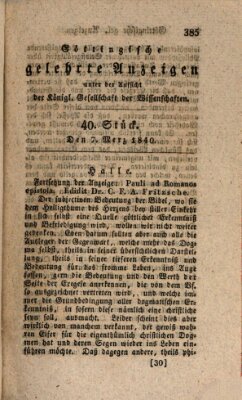 Göttingische gelehrte Anzeigen (Göttingische Zeitungen von gelehrten Sachen) Samstag 7. März 1840