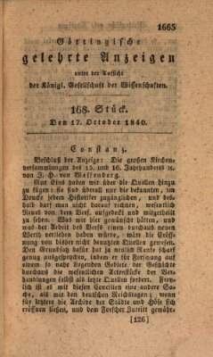 Göttingische gelehrte Anzeigen (Göttingische Zeitungen von gelehrten Sachen) Samstag 17. Oktober 1840