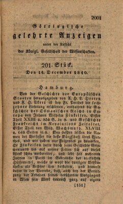 Göttingische gelehrte Anzeigen (Göttingische Zeitungen von gelehrten Sachen) Montag 14. Dezember 1840