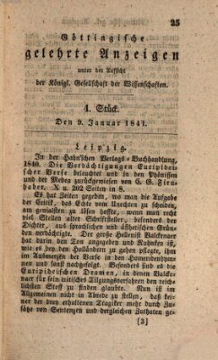 Göttingische gelehrte Anzeigen (Göttingische Zeitungen von gelehrten Sachen) Samstag 9. Januar 1841