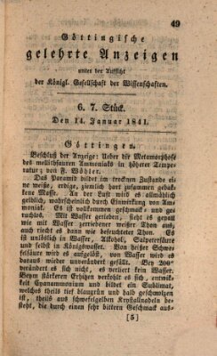 Göttingische gelehrte Anzeigen (Göttingische Zeitungen von gelehrten Sachen) Donnerstag 14. Januar 1841