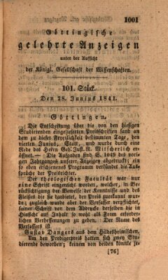 Göttingische gelehrte Anzeigen (Göttingische Zeitungen von gelehrten Sachen) Montag 28. Juni 1841
