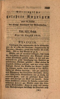 Göttingische gelehrte Anzeigen (Göttingische Zeitungen von gelehrten Sachen) Donnerstag 12. August 1841
