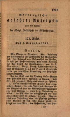 Göttingische gelehrte Anzeigen (Göttingische Zeitungen von gelehrten Sachen) Montag 1. November 1841