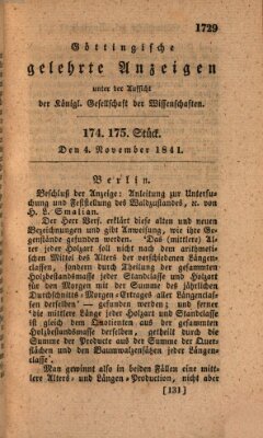 Göttingische gelehrte Anzeigen (Göttingische Zeitungen von gelehrten Sachen) Donnerstag 4. November 1841