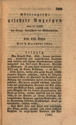 Göttingische gelehrte Anzeigen (Göttingische Zeitungen von gelehrten Sachen) Donnerstag 9. Dezember 1841