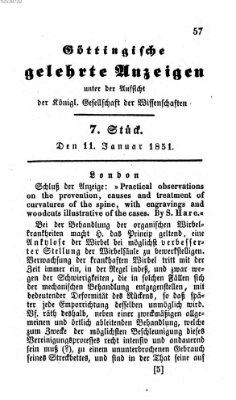 Göttingische gelehrte Anzeigen (Göttingische Zeitungen von gelehrten Sachen) Samstag 11. Januar 1851